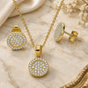 Sterling Silver Earring and Pendant Adult Set, with White Cubic Zirconia and White Crystal, Polished, Golden Finish, 10.369.0002.2