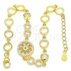 Sterling Silver Fancy Bracelet, Flower Design, with Ruby and White Cubic Zirconia, Polished, Golden Finish, 03.369.0002.5.07 (06 MM Thickness, 7 Inches Length)