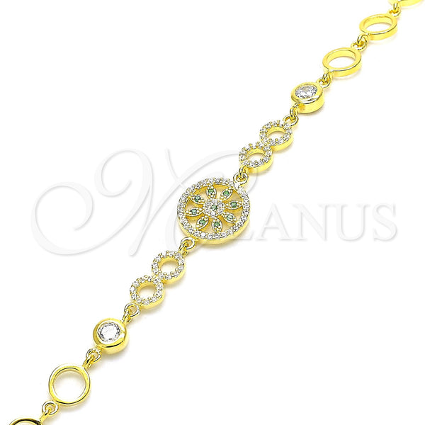 Sterling Silver Bracelet — Fancy Bracelet Flower Design with Light Green and — alternate product view — SKU 131208 | Plata 925 brazalete — elegante Bracelet flor diseño with Light Green and — SKU 131208