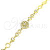 Sterling Silver Fancy Bracelet, Flower Design, with Light Green and White Cubic Zirconia, Polished, Golden Finish, 03.369.0002.6.07 (06 MM Thickness, 7 Inches Length)