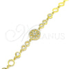 Sterling Silver Fancy Bracelet, Flower Design, with Light Green and White Cubic Zirconia, Polished, Golden Finish, 03.369.0002.6.07 (06 MM Thickness, 7 Inches Length)