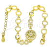Sterling Silver Fancy Bracelet, Flower Design, with Light Green and White Cubic Zirconia, Polished, Golden Finish, 03.369.0002.6.07 (06 MM Thickness, 7 Inches Length)