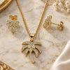 Oro Laminado Earring and Pendant Adult Set, Gold Filled Style Tree Design, with White Cubic Zirconia, Polished, Golden Finish, 10.342.0009