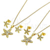 Oro Laminado Earring and Pendant Adult Set, Gold Filled Style Star Design, with White Micro Pave, Polished, Golden Finish, 10.342.0013