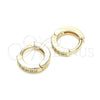 Oro Laminado Huggie Hoop, Gold Filled Style with White Micro Pave, Polished, Golden Finish, 02.195.0105.10