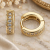 Oro Laminado Huggie Hoop, Gold Filled Style with White Micro Pave, Polished, Golden Finish, 02.195.0106.10