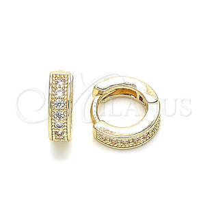 Gold Filled Hoop Earrings — Huggie Hoop with White Micro Pave Polished 02. — main product view — SKU 131257 | Oro Laminado aretes de aro — Huggie Hoop with blanco Micro Pave pulido 02. — SKU 131257