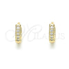 Oro Laminado Huggie Hoop, Gold Filled Style with White Micro Pave, Polished, Golden Finish, 02.195.0110.10