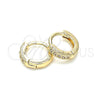 Oro Laminado Huggie Hoop, Gold Filled Style with White Micro Pave, Polished, Golden Finish, 02.195.0110.10