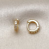 Oro Laminado Huggie Hoop, Gold Filled Style with White Micro Pave, Polished, Golden Finish, 02.195.0110.10