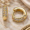 Oro Laminado Huggie Hoop, Gold Filled Style with White Micro Pave, Polished, Golden Finish, 02.195.0111.10