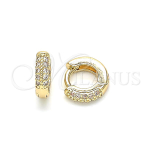 Gold Filled Hoop Earrings — Huggie Hoop with White Micro Pave Polished 02. — main product view — SKU 131267 | Oro Laminado aretes de aro — Huggie Hoop with blanco Micro Pave pulido 02. — SKU 131267
