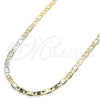 Oro Laminado Basic Necklace, Gold Filled Style Mariner Design, Diamond Cutting Finish, Tricolor, 04.65.0200.24 (04 MM Thickness, 24 Inches Length)