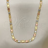 Oro Laminado Basic Necklace, Gold Filled Style Mariner Design, Diamond Cutting Finish, Tricolor, 04.65.0200.24 (04 MM Thickness, 24 Inches Length)