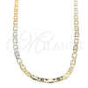 Oro Laminado Basic Necklace, Gold Filled Style Mariner Design, Diamond Cutting Finish, Tricolor, 04.65.0200.24 (04 MM Thickness, 24 Inches Length)