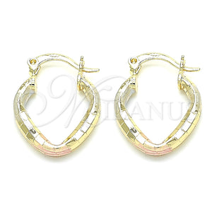 Gold Filled Hoop Earrings — Small Hoop Diamond Cutting Tricolor 02. — main product view — SKU 131276 | Oro Laminado aretes de aro — Small Hoop Diamond Cutting Tricolor 02. — SKU 131276