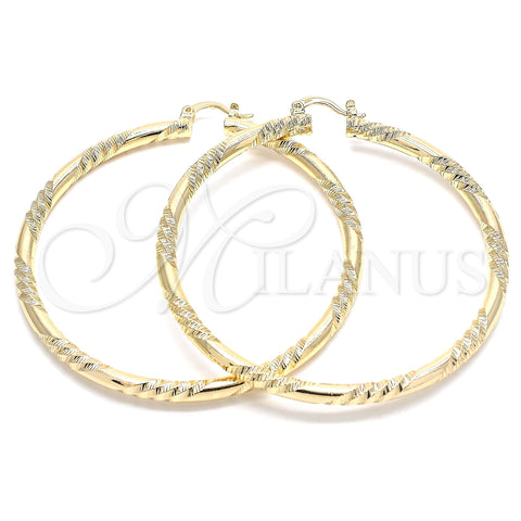 Oro Laminado Extra Large Hoop, Gold Filled Style Diamond Cutting Finish, Golden Finish, 02.170.0228.70
