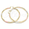 Oro Laminado Extra Large Hoop, Gold Filled Style Diamond Cutting Finish, Tricolor, 02.170.0228.2.70