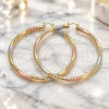 Oro Laminado Extra Large Hoop, Gold Filled Style Diamond Cutting Finish, Tricolor, 02.170.0228.2.70