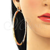Oro Laminado Extra Large Hoop, Gold Filled Style Diamond Cutting Finish, Tricolor, 02.170.0228.2.80