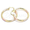 Oro Laminado Medium Hoop, Gold Filled Style Hollow Design, Polished, Tricolor, 02.170.0262.1.40