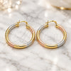 Oro Laminado Medium Hoop, Gold Filled Style Hollow Design, Polished, Tricolor, 02.170.0262.1.40