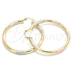 Oro Laminado Large Hoop, Gold Filled Style Hollow Design, Polished, Tricolor, 02.170.0262.1.50