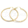 Oro Laminado Extra Large Hoop, Gold Filled Style Hollow Design, Diamond Cutting Finish, Tricolor, 02.170.0262.1.70