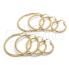 Oro Laminado Extra Large Hoop, Gold Filled Style Hollow Design, Diamond Cutting Finish, Tricolor, 02.170.0262.1.70