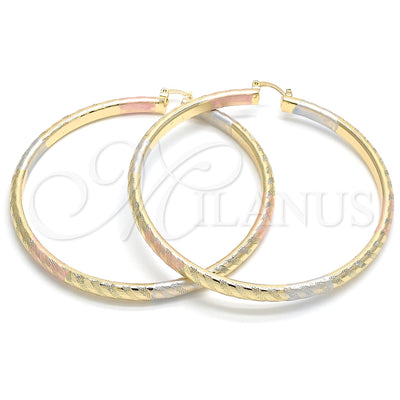 Gold Filled Hoop Earrings — Extra Large Hoop Polished Tricolor 02. for wholesale, main product view