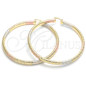 Gold Filled Hoop Earrings — Extra Large Hoop Polished Tricolor 02. — main product view — SKU 131291 | Oro Laminado aretes de aro — Extra Large Hoop pulido Tricolor 02. — SKU 131291
