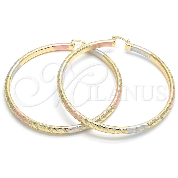 Gold Filled Hoop Earrings — Extra Large Hoop Polished Tricolor 02. — main product view — SKU 131291 | Oro Laminado aretes de aro — Extra Large Hoop pulido Tricolor 02. — SKU 131291