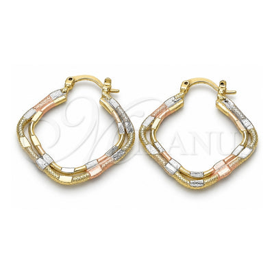 Oro Laminado Medium Hoop, Gold Filled Style Polished, Tricolor, 02.170.0272.1.30