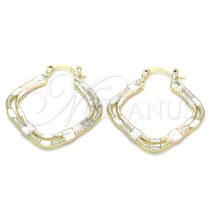 Gold Filled Hoop Earrings — Medium Hoop Polished Tricolor 02. — main product view — SKU 131311 | Oro Laminado aretes de aro — Medium Hoop pulido Tricolor 02. — SKU 131311