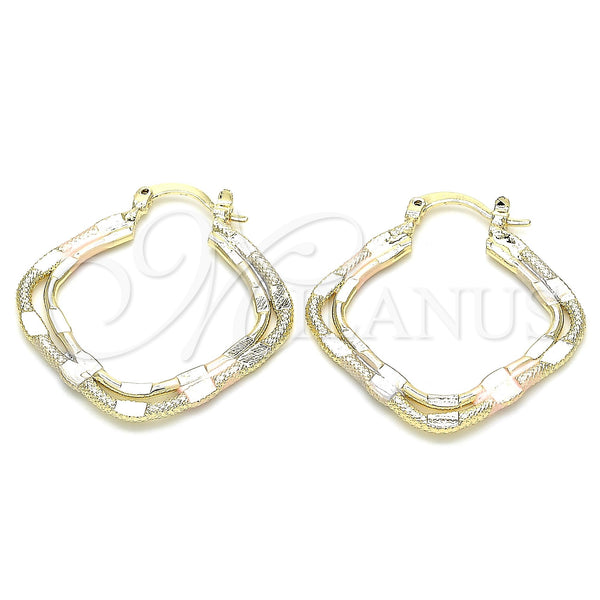 Gold Filled Hoop Earrings — Medium Hoop Polished Tricolor 02. — main product view — SKU 131311 | Oro Laminado aretes de aro — Medium Hoop pulido Tricolor 02. — SKU 131311