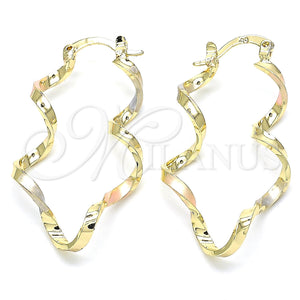 Gold Filled Hoop Earrings — Small Hoop Twist Design Polished Tricolor 02. — main product view — SKU 131313 | Oro Laminado aretes de aro — Small Hoop Twist diseño pulido Tricolor 02. — SKU 131313