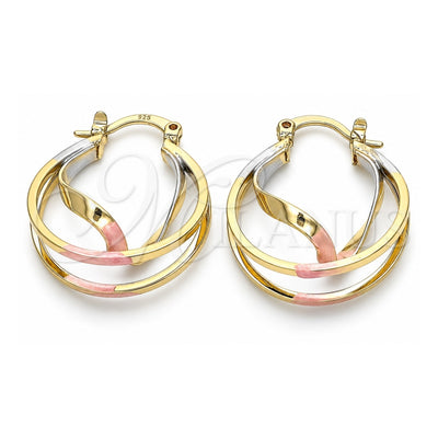 Oro Laminado Small Hoop, Gold Filled Style Polished, Tricolor, 02.170.0303.1.20