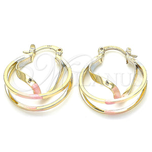 Gold Filled Hoop Earrings — Small Hoop Polished Tricolor 02. — main product view — SKU 131315 | Oro Laminado aretes de aro — Small Hoop pulido Tricolor 02. — SKU 131315
