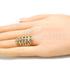 Oro Laminado Elegant Ring, Gold Filled Style Diamond Cutting Finish, Tricolor, 01.233.0011.1.07 (Size 7)