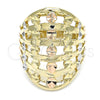 Oro Laminado Elegant Ring, Gold Filled Style Diamond Cutting Finish, Tricolor, 01.233.0011.1.07 (Size 7)