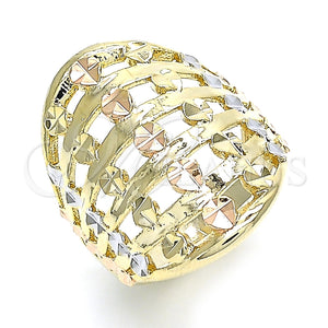 Gold Filled Ring — Elegant Ring Diamond Cutting Tricolor 01. Size 7 — main product view — SKU 131328 | Oro Laminado anillo — Elegant Ring Diamond Cutting Tricolor 01. Size 7 — SKU 131328