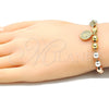 Oro Laminado Bracelet Rosary, Gold Filled Style San Benito Design, Polished, Tricolor, 03.351.0078.08