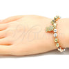 Oro Laminado Bracelet Rosary, Gold Filled Style Owl Design, Polished, Tricolor, 03.351.0083.08