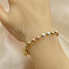 Oro Laminado Bracelet Rosary, Gold Filled Style Owl Design, Polished, Tricolor, 03.351.0083.08