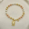 Oro Laminado Bracelet Rosary, Gold Filled Style Owl Design, Polished, Tricolor, 03.351.0083.08