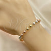 Oro Laminado Bracelet Rosary, Gold Filled Style Polished, Tricolor, 03.351.0084.08
