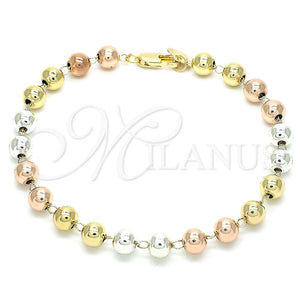 Gold Filled Bracelet — Bracelet Rosary Polished Tricolor 03. — main product view — SKU 131347 | Oro Laminado brazalete — Bracelet Rosary pulido Tricolor 03. — SKU 131347
