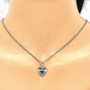 Rhodium Gold Filled Earring and Pendant Adult Set, Heart Design, with White and Multicolor Cubic Zirconia, Polished, Rhodium Finish, 10.233.0032.4