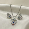 Rhodium Gold Filled Earring and Pendant Adult Set, Heart Design, with White and Multicolor Cubic Zirconia, Polished, Rhodium Finish, 10.233.0032.4