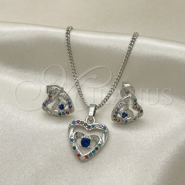 White Gold Filled Ring — Earring and Pendant Adult Set Heart Design with — main product view — SKU 131366 | Oro Laminado Blanco anillo — Earring and Pendant Adult Set corazón diseño with — SKU 131366
